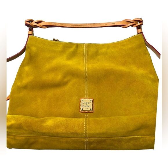 Vintage Dooney & Bourke Oversized Golden Suede Hobo Shoulder Bag Pre-Loved Cond - Picture 4 of 8